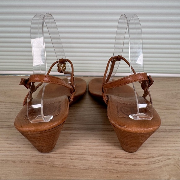 Tory Burch Emmy Brown leather wedge sandals size 8.5 - Picture 6 of 8
